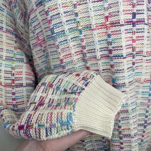 Sew In Love Rainbow Mock Neck Fisherman Knit Stitched Sweater Women's Size Large - Picture 7 of 13